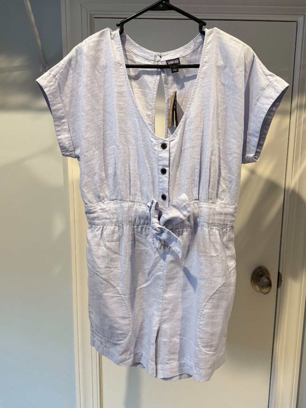 Patagonia Women's Organic Cotton Gauze Romper, small, beluga (lilac shade)